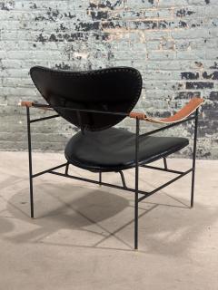 Luther Conover Leather Chair w Leather Strap Arms on Iron Frame 1960 - 3552479