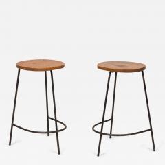Luther Conover Pair of Luther Conover Horseshoe Metal and Wood Counter Stools - 4307295