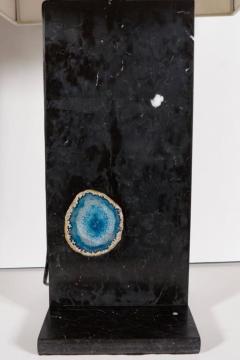 Luxe Exotic Black Marble Table Lamp with Various Imbedded Geode - 1484658