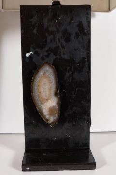 Luxe Exotic Black Marble Table Lamp with Various Imbedded Geode - 1484659