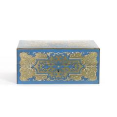 Luxurious Boulle Work Dressing Box Of Brass Blue Enamel Circa 1850  - 2177889