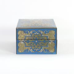 Luxurious Boulle Work Dressing Box Of Brass Blue Enamel Circa 1850  - 2177956