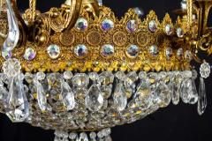 Luxurious Crystal and Brass Chandelier Italy 1930 - 1445546