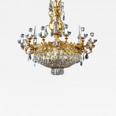 Luxurious Crystal and Brass Chandelier Italy 1930 - 1447197