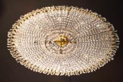 Luxurious Oval Shaped Crystal and Brass Chandelier Italy 1940 - 2219231