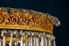 Luxurious Oval Shaped Crystal and Brass Chandelier Italy 1940 - 2219233