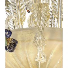 Luxury 21st Century Italian Murano Glass Flower Chandelier Gold Clear - 4755222