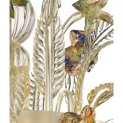 Luxury 21st Century Italian Murano Glass Flower Chandelier Gold Clear - 4755223