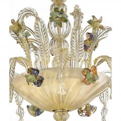 Luxury 21st Century Italian Murano Glass Flower Chandelier Gold Clear - 4755224