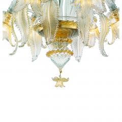 Luxury Clear and Gold Leaf Chandelier With Flowers and Leaves Murano Glass - 4579018