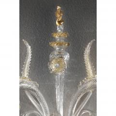 Luxury Clear and Gold Leaf Wall Sconce R With Flowers and Leaves Murano Glass - 4579000