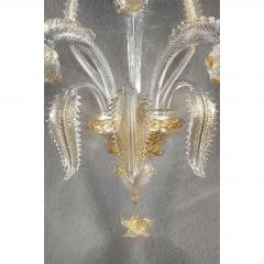 Luxury Clear and Gold Leaf Wall Sconce R With Flowers and Leaves Murano Glass - 4579001