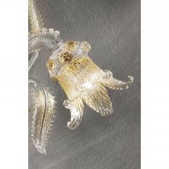 Luxury Clear and Gold Leaf Wall Sconce R With Flowers and Leaves Murano Glass - 4579002