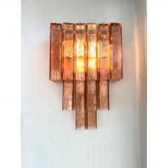 Luxury Italian Amber Ros Squared Murano Glass Gold Wall Sconces Set of Two - 4718542