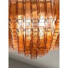 Luxury Italian Amber Ros Squared Murano Glass Squared Flush Mount - 4718394
