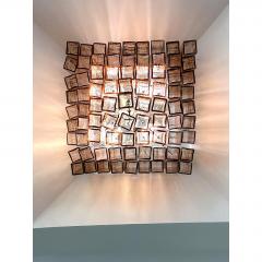 Luxury Italian Amber Ros Squared Murano Glass Squared Flush Mount - 4718399