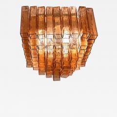 Luxury Italian Amber Ros Squared Murano Glass Squared Flush Mount - 4718758