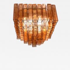 Luxury Italian Amber Ros Squared Murano Glass Squared Flush Mount - 4759368
