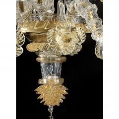 Luxury Italian Ca Rezzonico With Gold Flowers and Leaves Murano Glass - 4592214