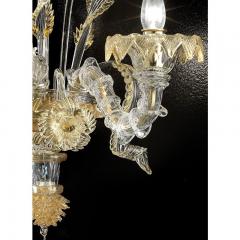 Luxury Italian Ca Rezzonico With Gold Flowers and Leaves Murano Glass - 4592218