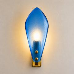Luxury Italian Light Blue Sanded Leaf Murano Glass Wall Sconces 4 Pieces - 4754810