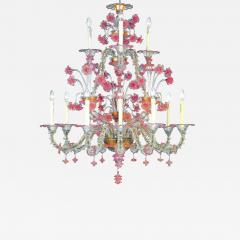 Luxury Pink and Transparent Venetian Murano Glass Chandelier - 4634447