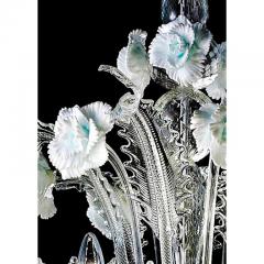 Luxury Romantic Venetian Floral Murano Glass Chandelier in White Clear - 4629919