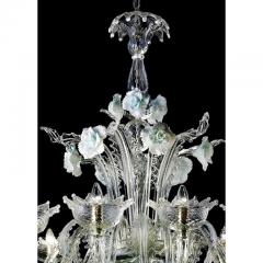Luxury Romantic Venetian Floral Murano Glass Chandelier in White Clear - 4629920
