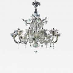 Luxury Romantic Venetian Floral Murano Glass Chandelier in White Clear - 4634467