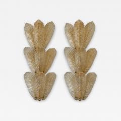 Luxury Scenographic Wall Sconces Whith Amber Graniglia Leaves Murano Glass - 4759351