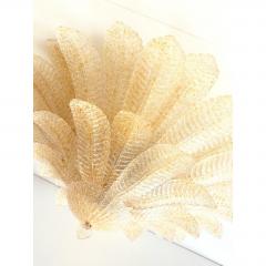 Luxury Venetian Amber Leaves Graniglia Murano Glass Flush Mount - 4629572