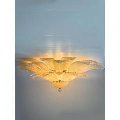 Luxury Venetian Amber Leaves Graniglia Murano Glass Flush Mount - 4735826