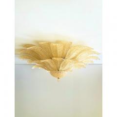 Luxury Venetian Amber Leaves Graniglia Murano Glass Flush Mount - 4735827