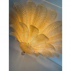 Luxury Venetian Amber Leaves Graniglia Murano Glass Flush Mount - 4735833