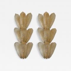 Luxury Venetian Scenographic Wall Sconces Whith Amber Graniglia Leaves Murano - 4718755