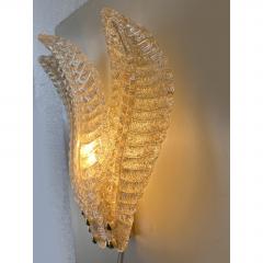Luxury Venetian Set of Two Wall Sconces in Amber Graniglia Leaves Murano Glass - 4718396