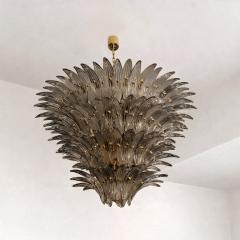 Luxury Venetian Smoked Fum Palmette Murano Glass Plating Gold Chandelier - 4492890