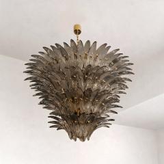 Luxury Venetian Smoked Fum Palmette Murano Glass Plating Gold Chandelier - 4567366