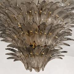 Luxury Venetian Smoked Fum Palmette Murano Glass Plating Gold Chandelier - 4567367