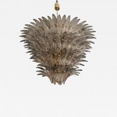 Luxury Venetian Smoked Fum Palmette Murano Glass Plating Gold Chandelier - 4569929