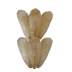 Luxury Venetian Wall Sconces in Amber Graniglia Leaves Murano Glass Set of Two - 4718342