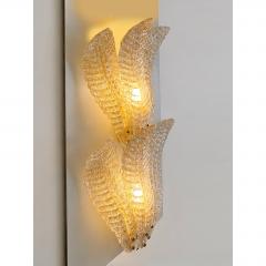 Luxury Venetian Wall Sconces in Amber Graniglia Leaves Murano Glass Set of Two - 4718343