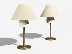Luxus Table Lamps Brass Fabric Sweden 1960s - 4492247