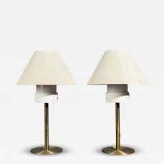 Luxus Table Lamps Brass Fabric Sweden 1960s - 4492347