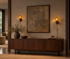 Luxus Vittsj Impressive Wall Sconces Dark Pine Tinted Glass Sweden 1960s - 4802400