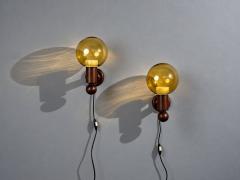 Luxus Vittsj Impressive Wall Sconces Dark Pine Tinted Glass Sweden 1960s - 4802401