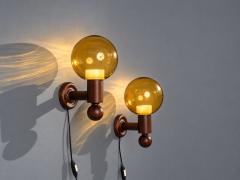 Luxus Vittsj Impressive Wall Sconces Dark Pine Tinted Glass Sweden 1960s - 4802403