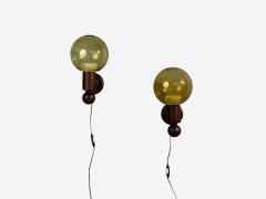 Luxus Vittsj Impressive Wall Sconces Dark Pine Tinted Glass Sweden 1960s - 4802405