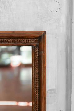 Lyda Levi Large mirror in wicker and Vienna straw dark finish 1980s By Lyda Levi - 3737237