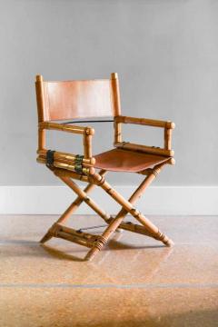Lyda Levi Pair of Lyda Levi McGuire director s chairs in rush and leather 1970 - 3372980